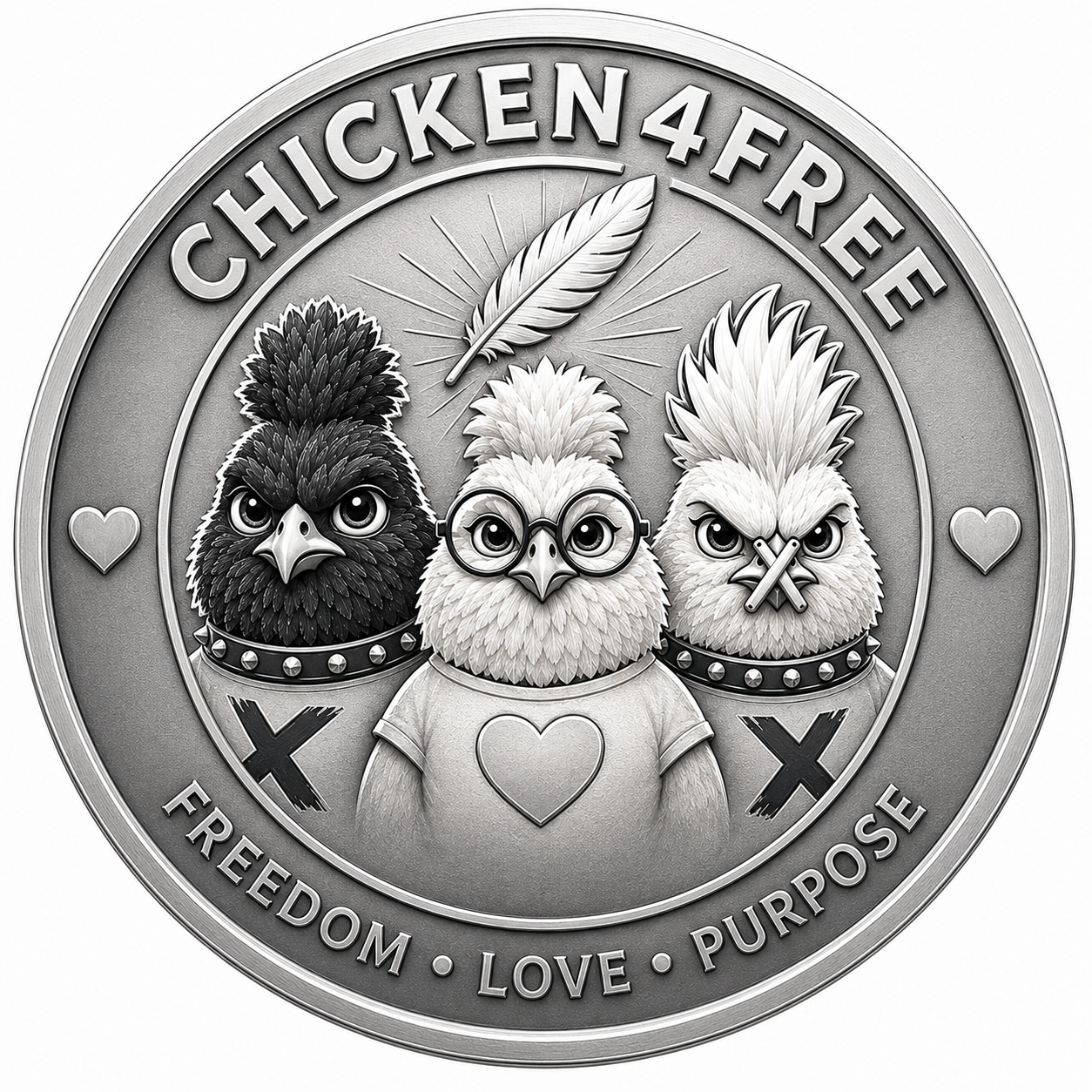 chicken4free coin – Freedom · Love · Purpose